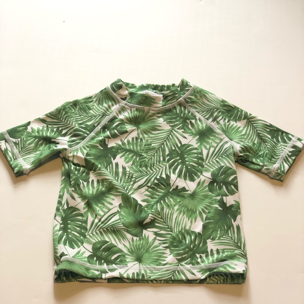 Janie and Jack Short Sleeve Baby Palm Leaf Rash Guard Size 6-12 Months